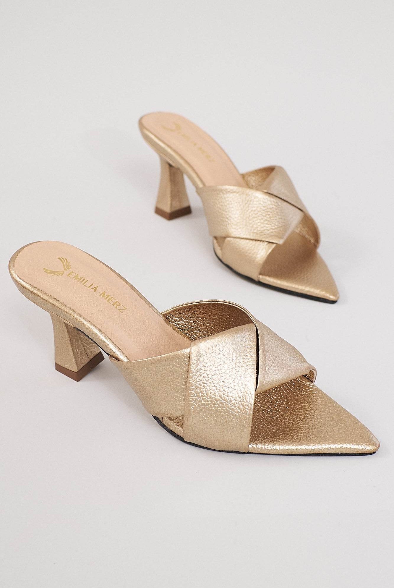 Monaco Open Toe Heels - Gold - Emilia Merz