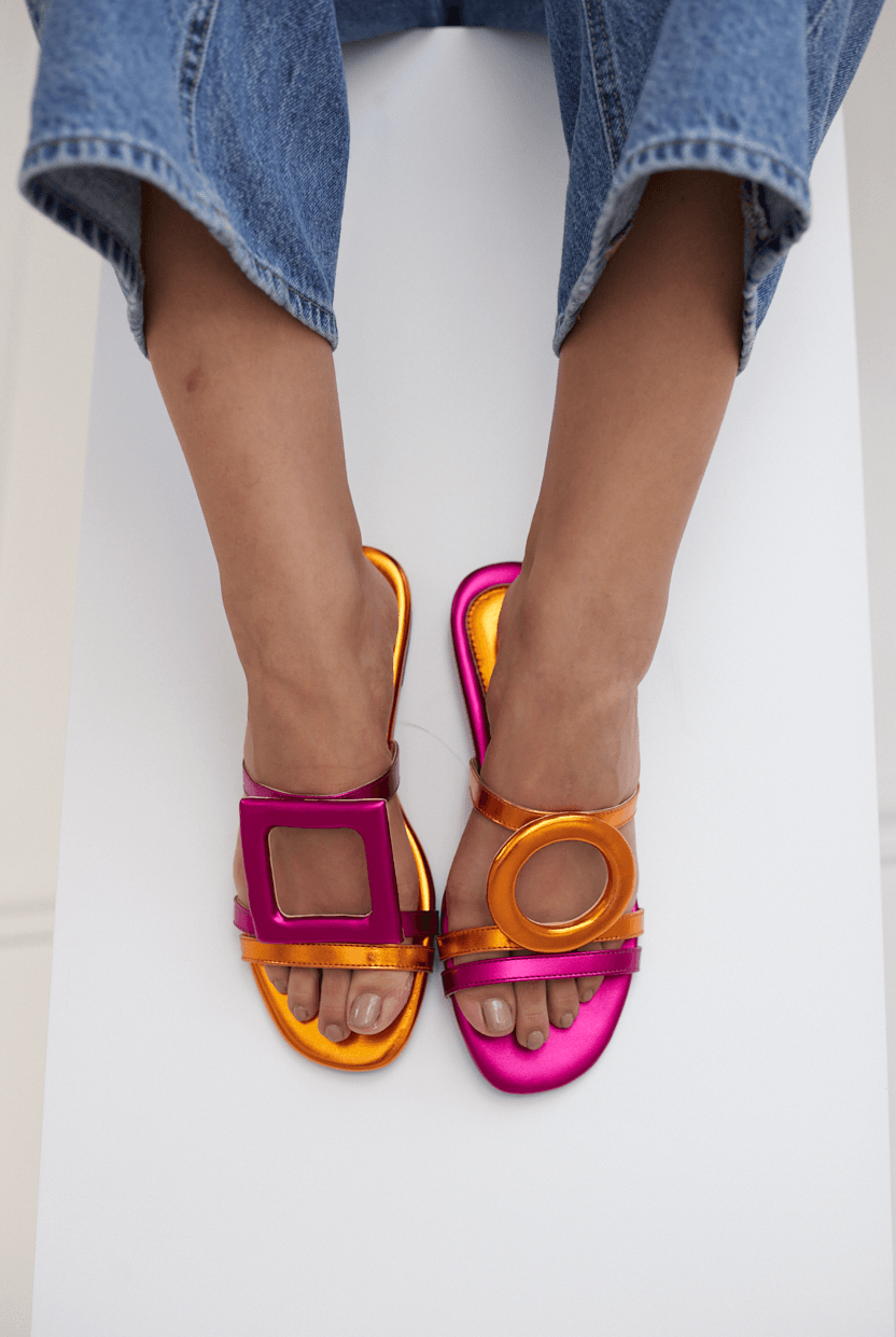Retro Glam Slides - Fuchsia/Orange - Emilia Merz