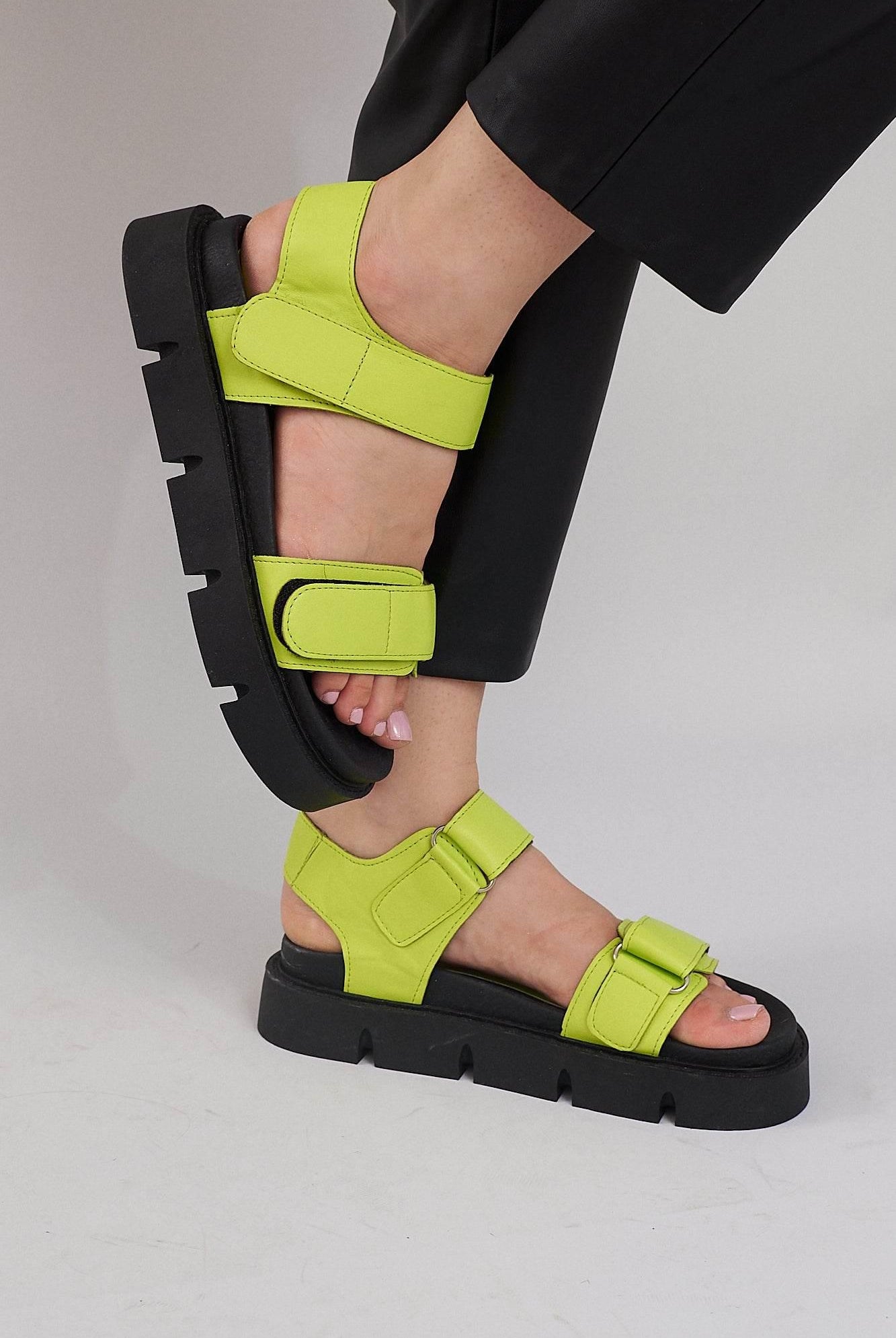 Berlin Chunky Platform Sandals - Green - Emilia Merz