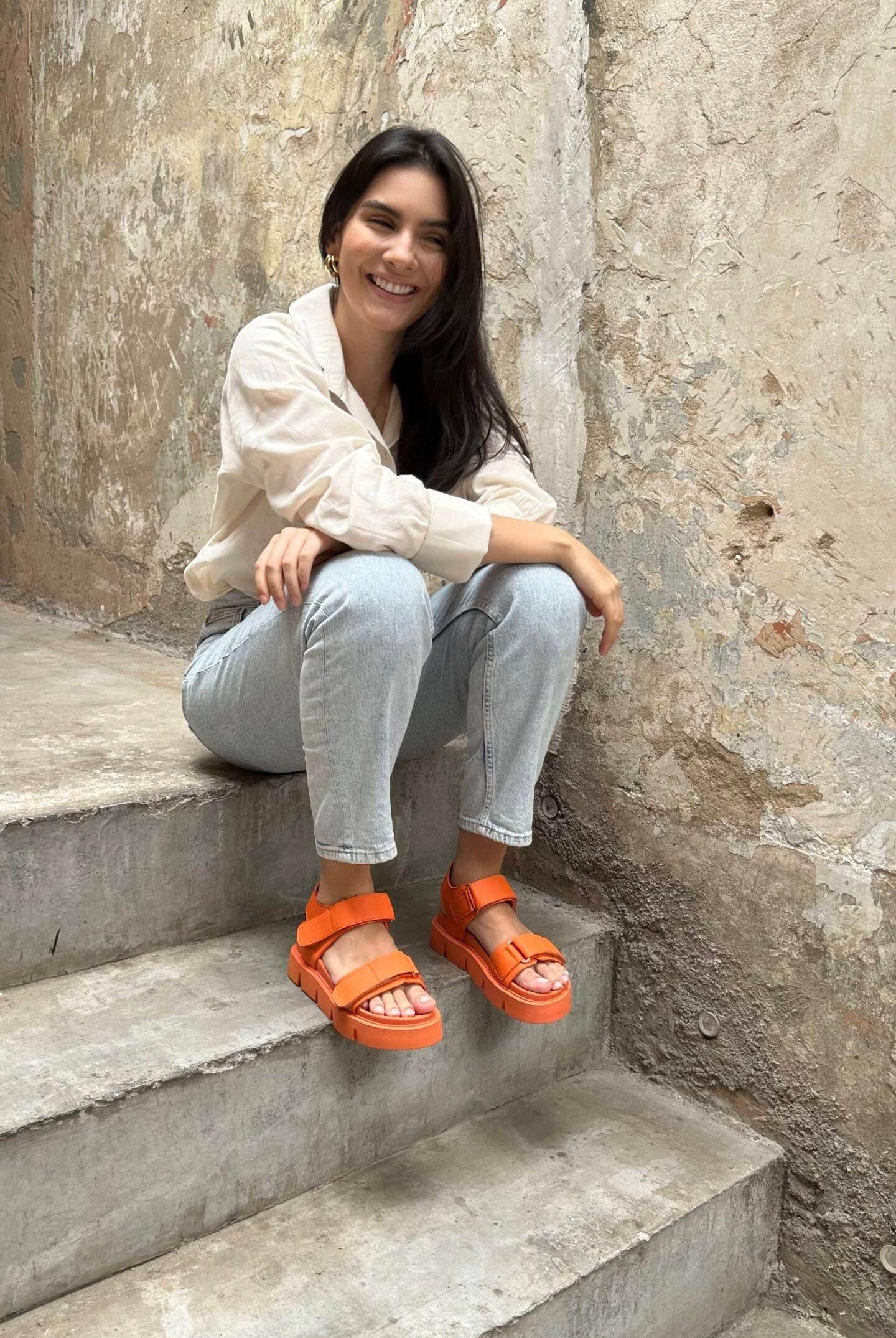 Haarlem Chunky Platform Sandals - Orange - Emilia Merz