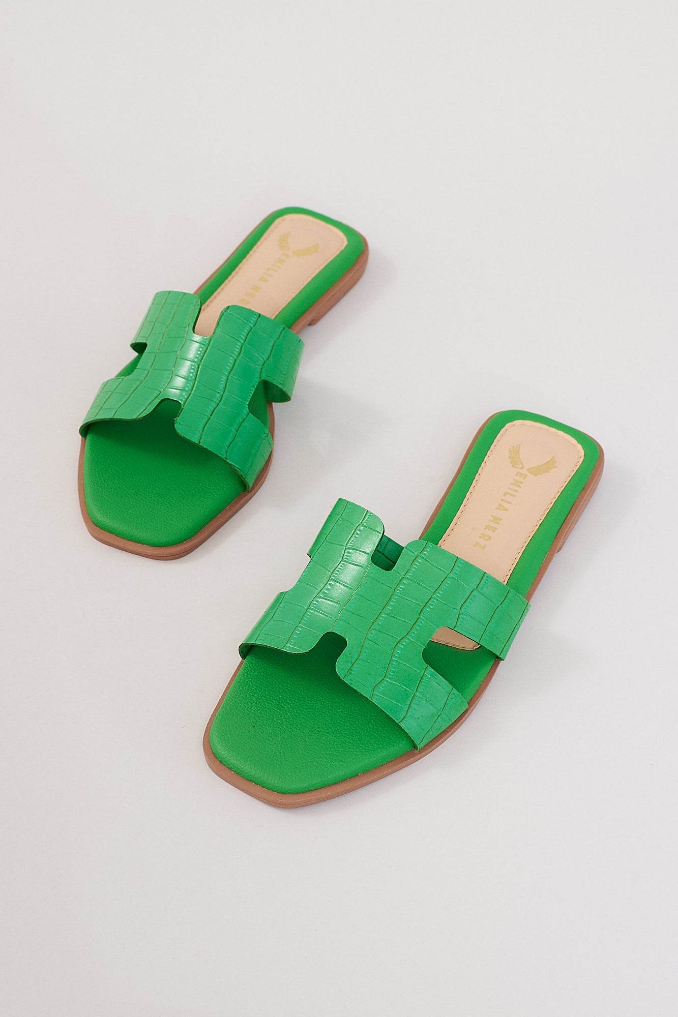 Mallorca H Flats - Croco Green - Emilia Merz