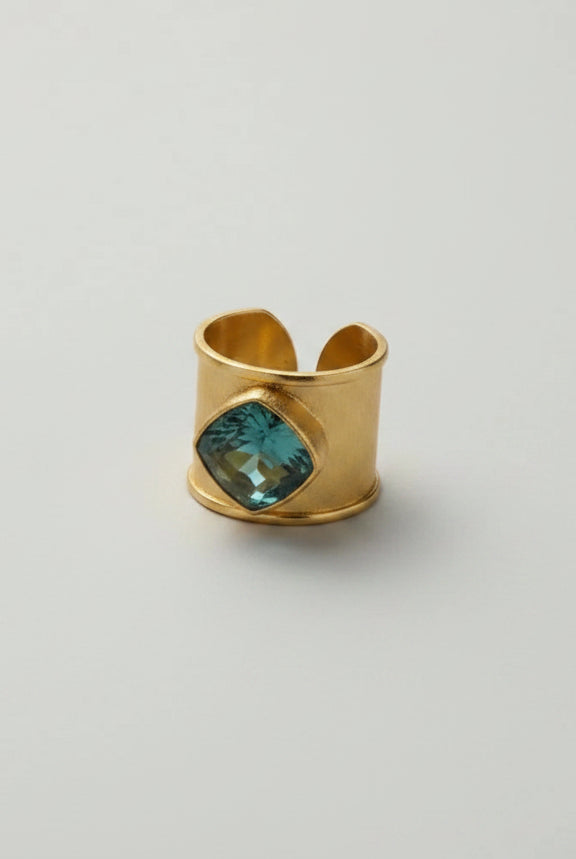 Emilia Merz Aurea soft teal golden ring