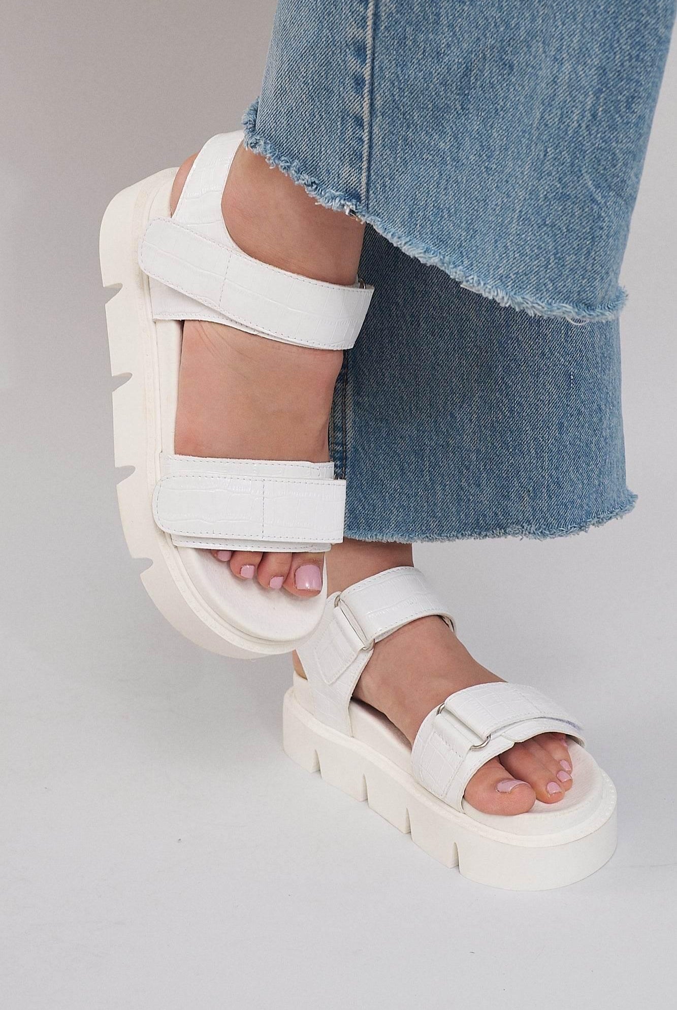 Haarlem Chunky Platform Sandals - White - Emilia Merz