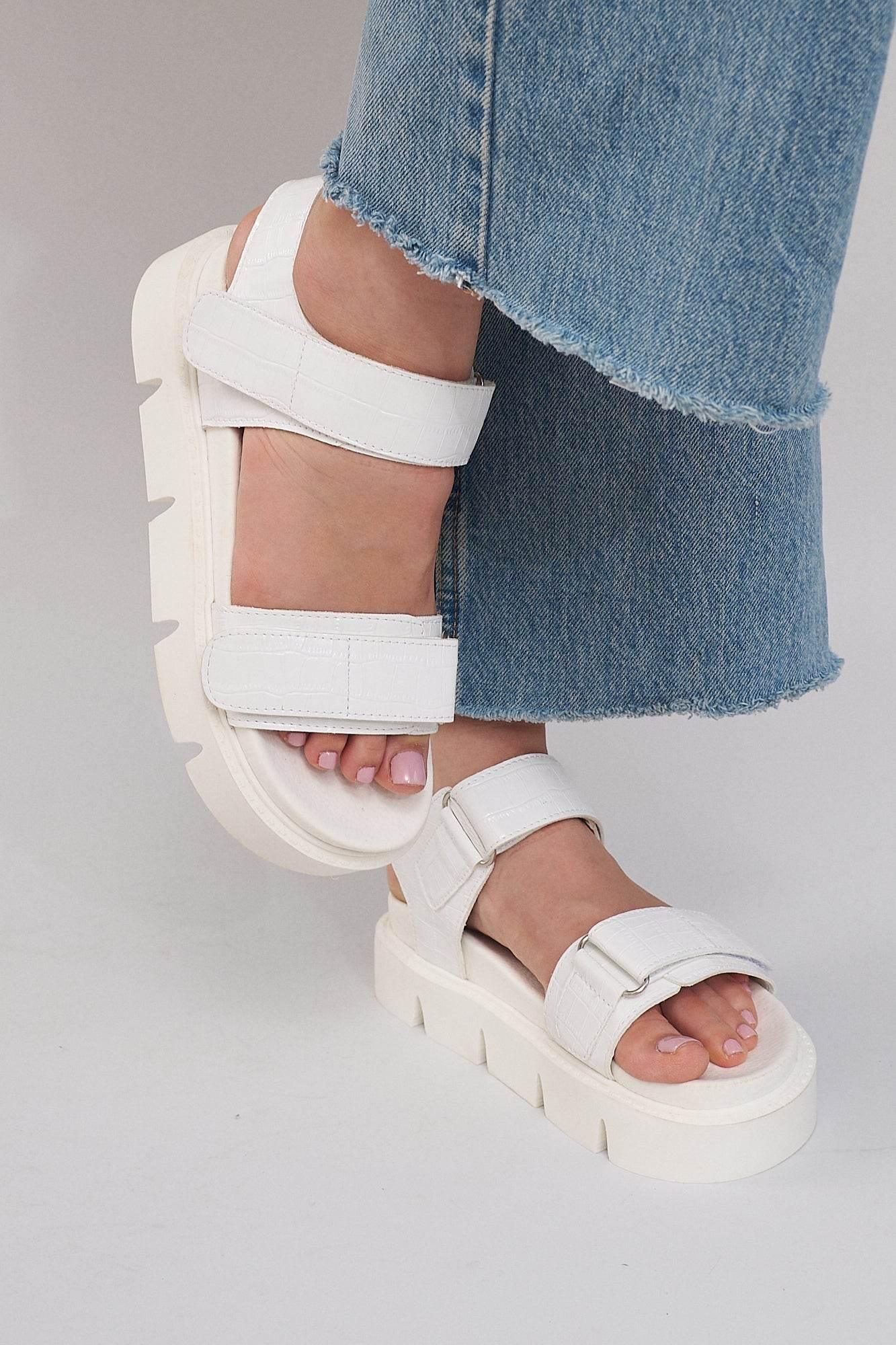 Haarlem Chunky Platform Sandals - White - Emilia Merz