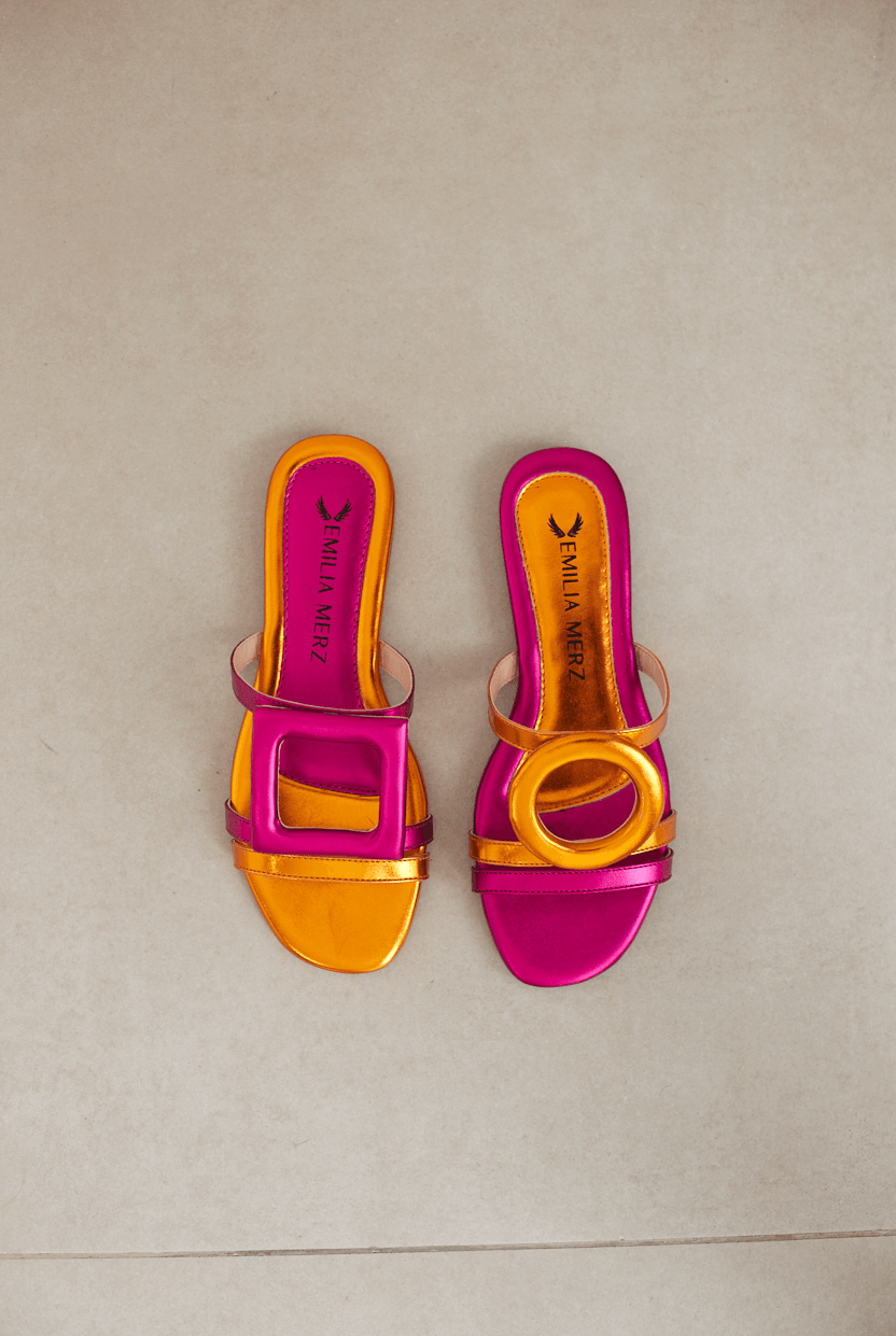 Retro Glam Slides - Fuchsia/Orange - Emilia Merz