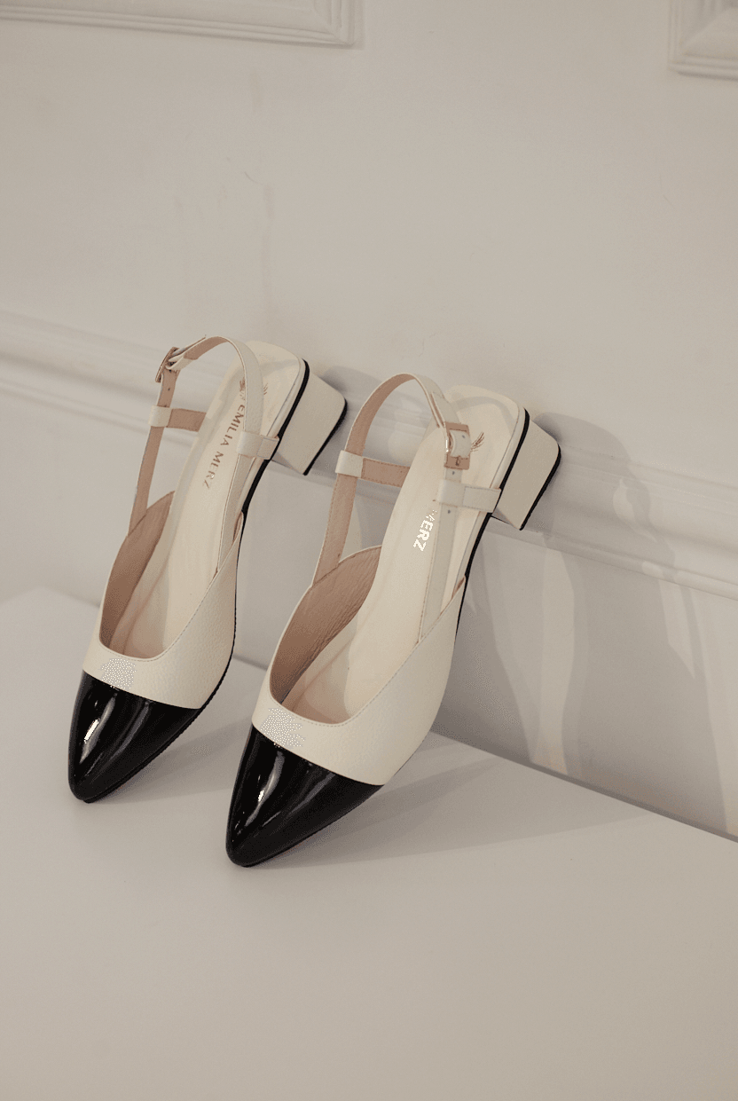 Two-Tone Slingback Heel -Black/White - Emilia Merz
