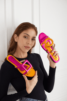Retro Glam Slides - Fuchsia/Orange - Emilia Merz