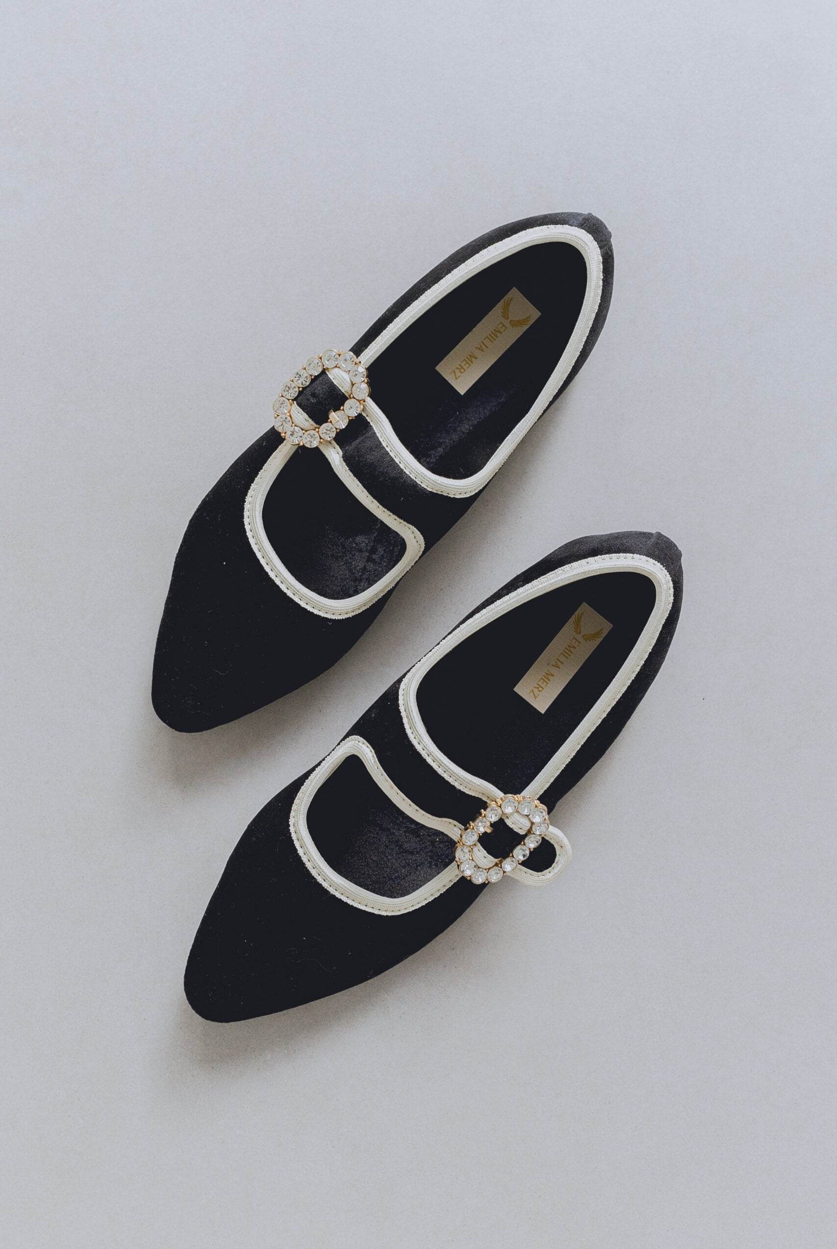 Mary Jane Ballet Flats Black Velvet - Emilia Merz
