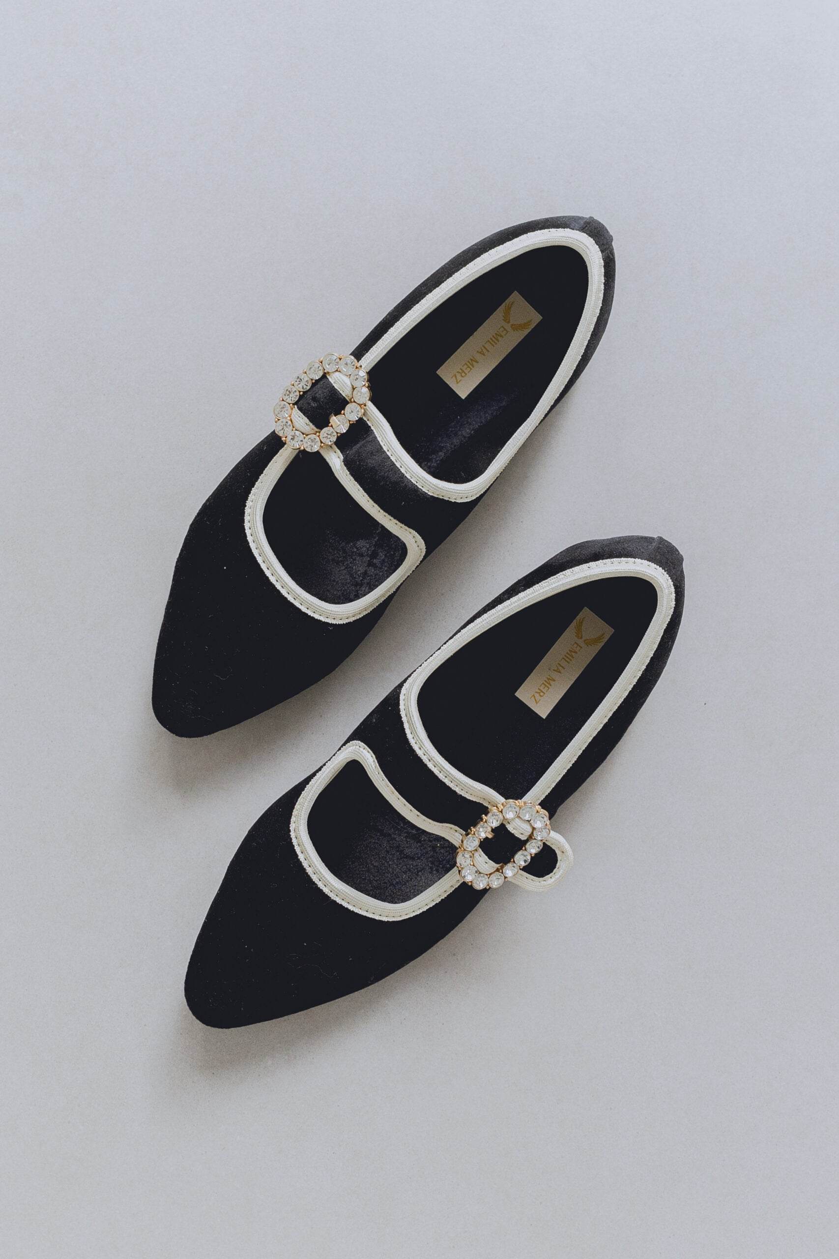 Mary Jane Ballet Flats Black Velvet - Emilia Merz