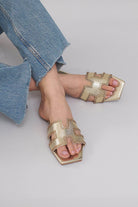 Dubai H Flats - Rhinestone Gold - Emilia Merz