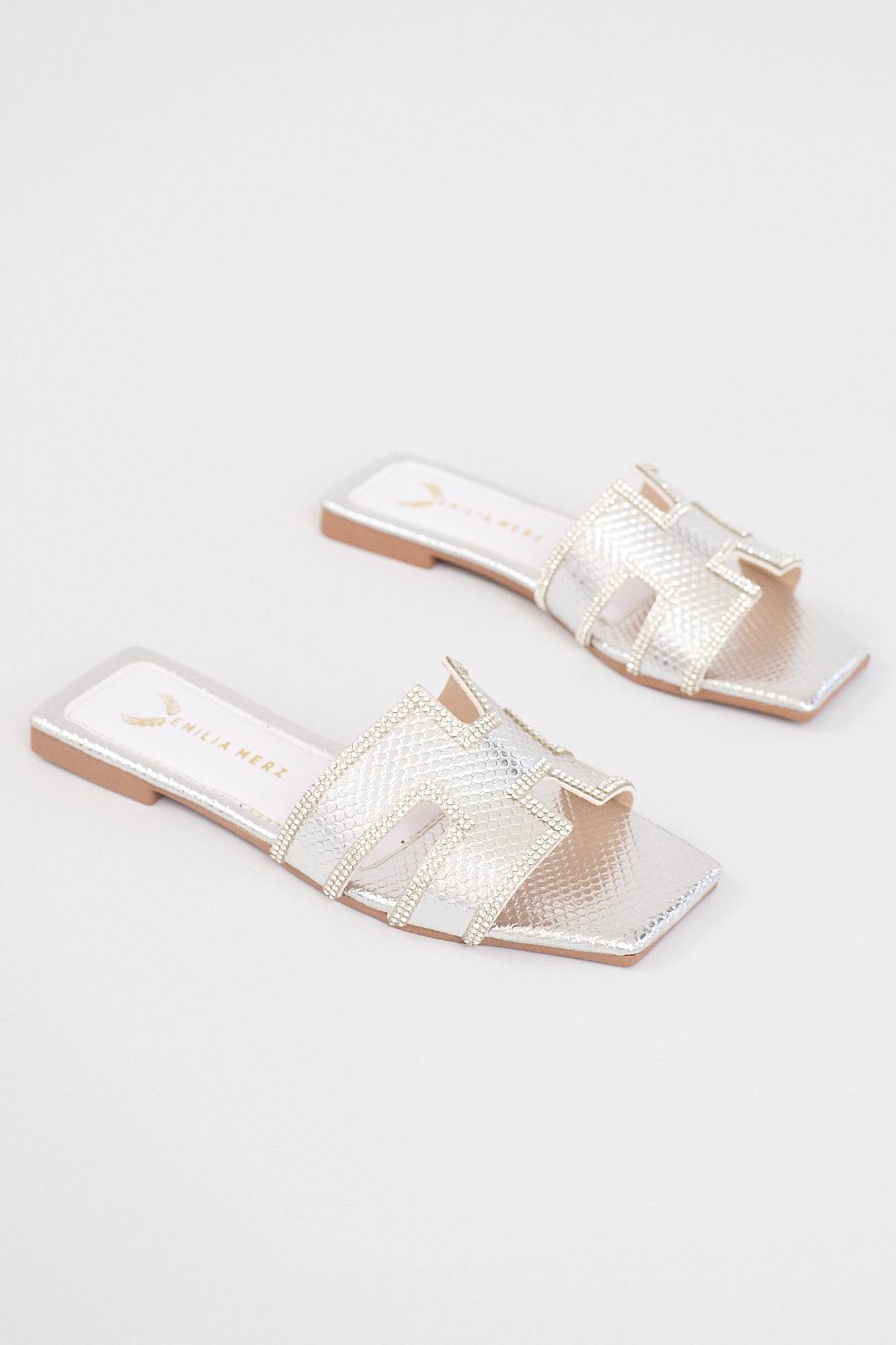 Dubai H Flats - Rhinestone Silver - Emilia Merz