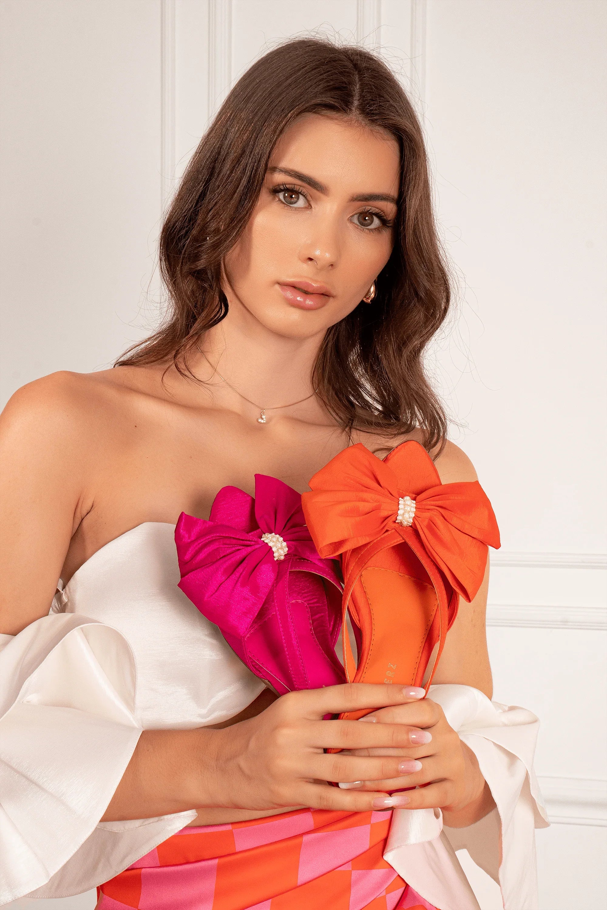 France Flats With Bow - Orange - Emilia Merz