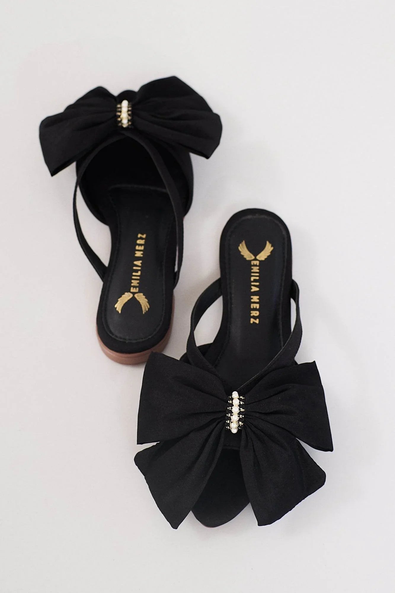 France Flats With Bow - Black - Emilia Merz