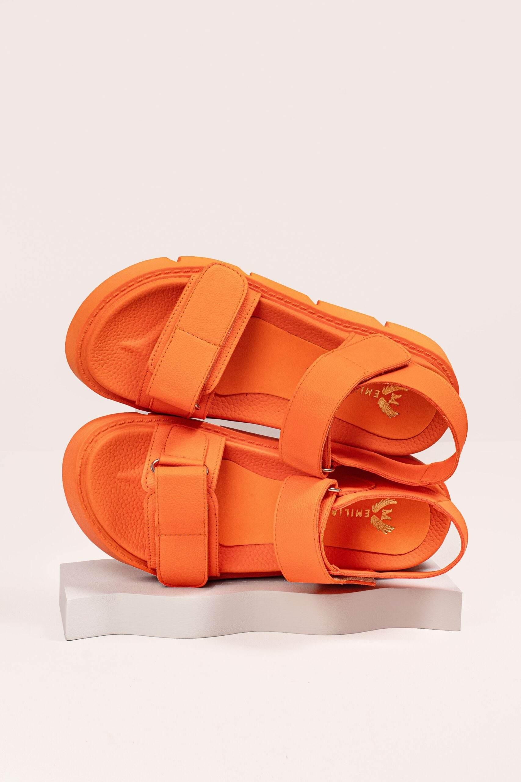 Haarlem Chunky Platform Sandals - Orange - Emilia Merz