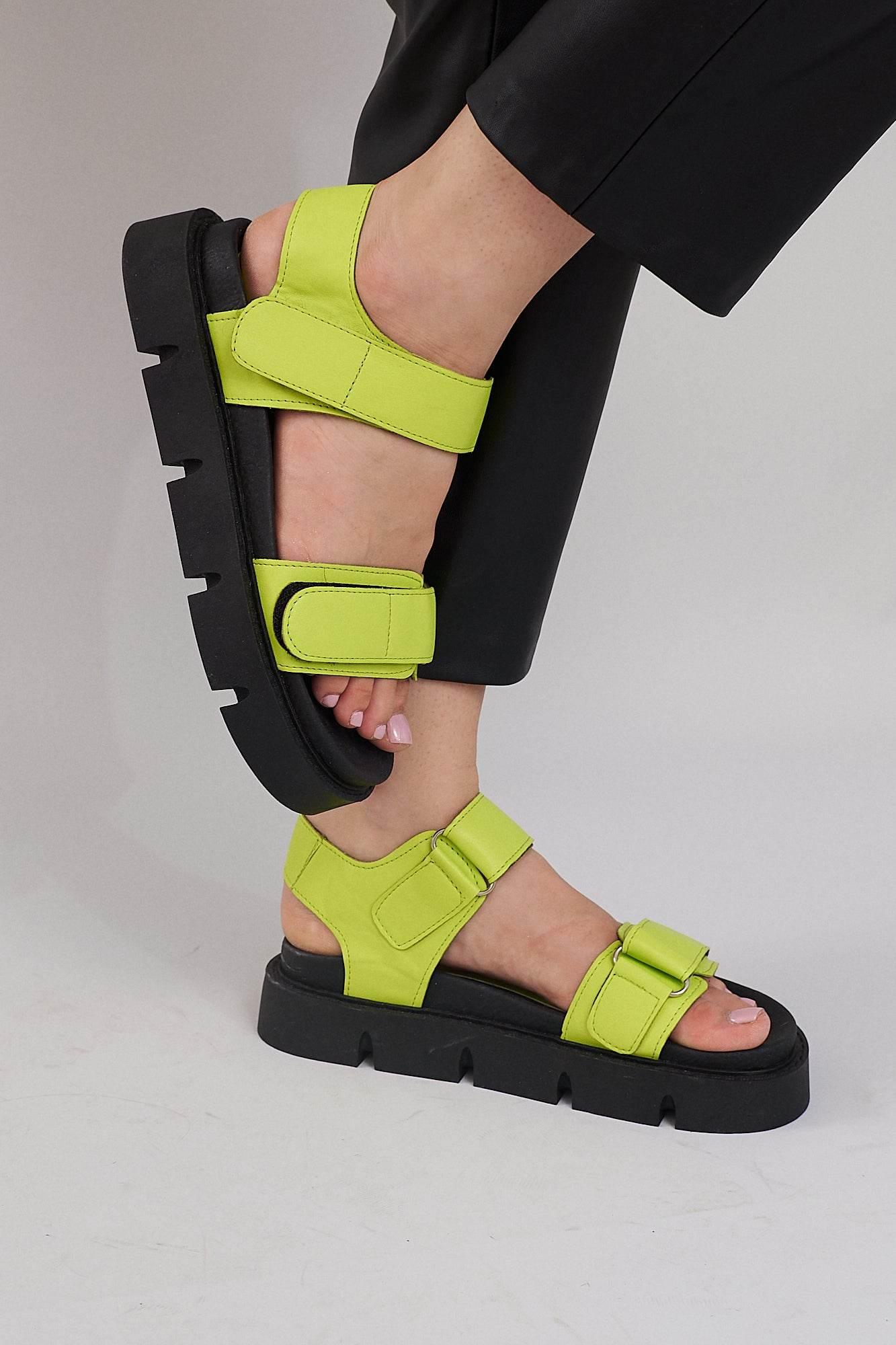 Berlin Chunky Platform Sandals - Green - Emilia Merz