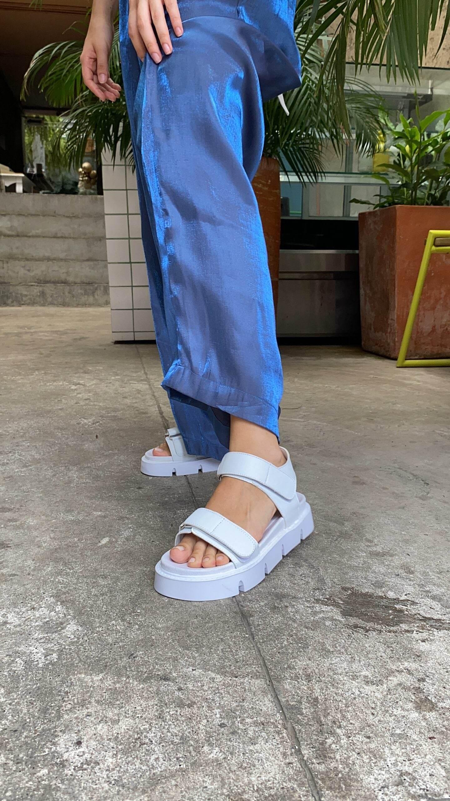 Haarlem Chunky Platform Sandals - White - Emilia Merz