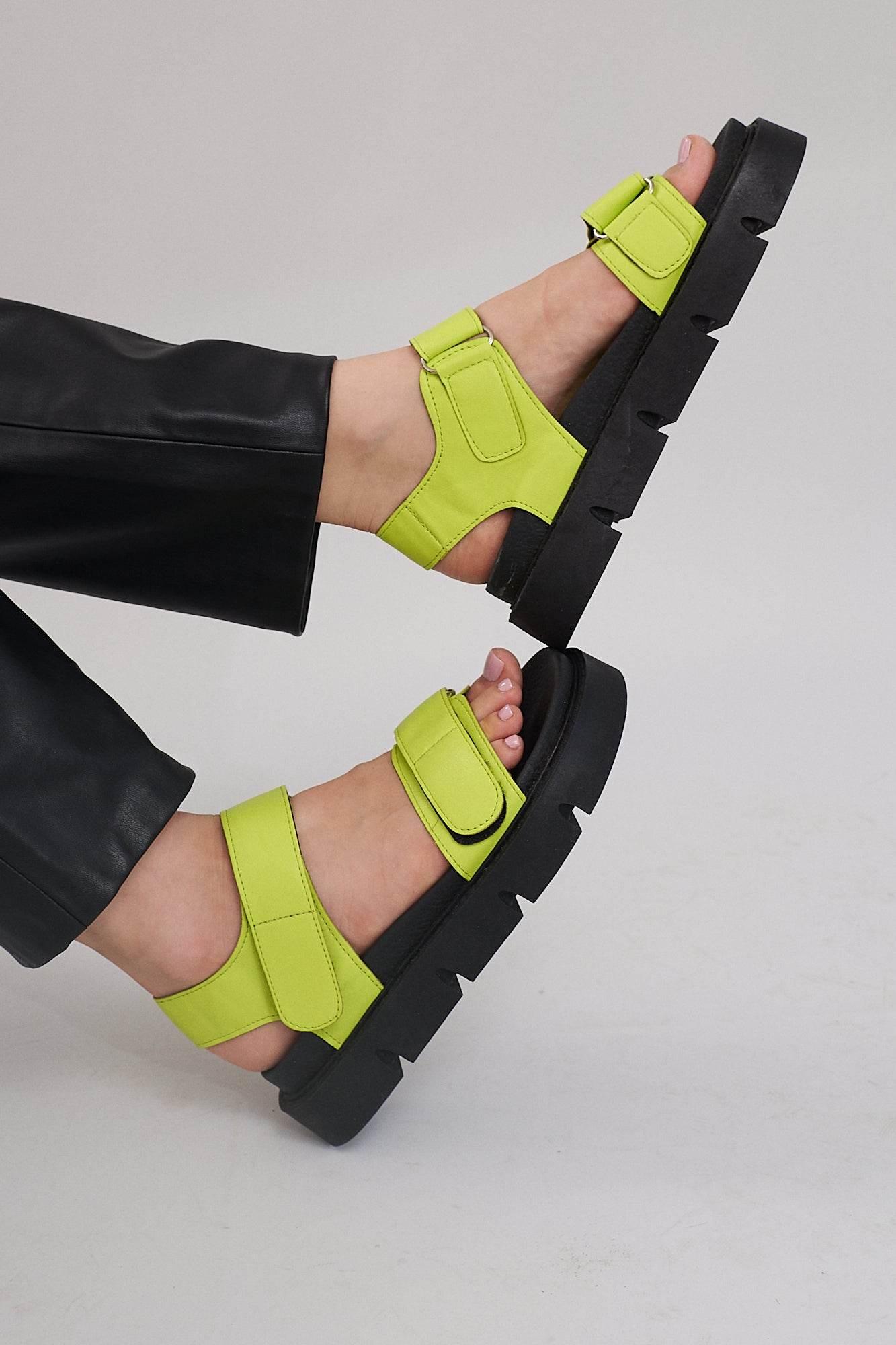 Berlin Chunky Platform Sandals - Green - Emilia Merz