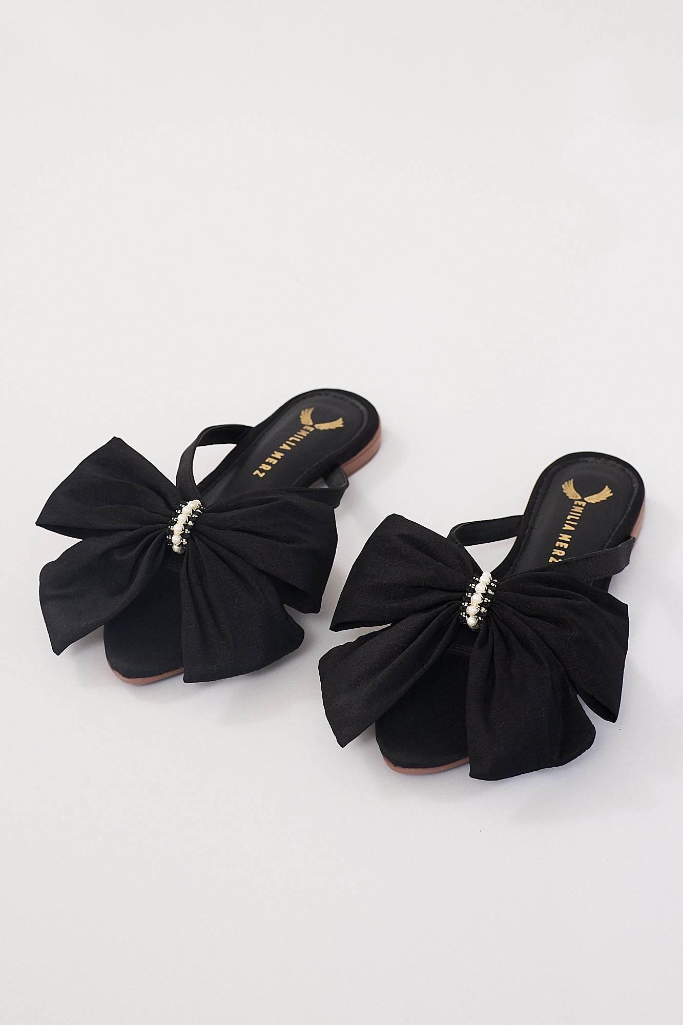 France Flats With Bow - Black - Emilia Merz