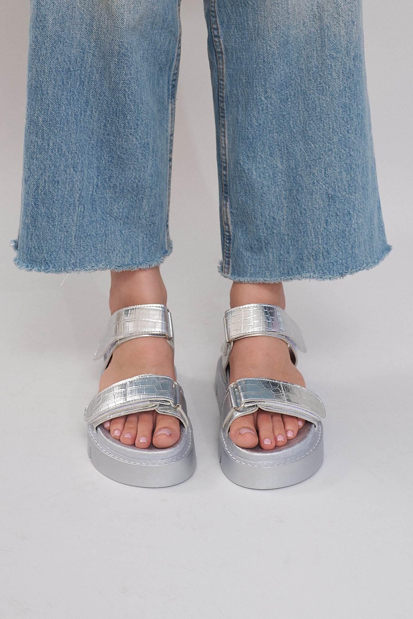 Haarlem Chunky Platform Sandals - Silver - Emilia Merz
