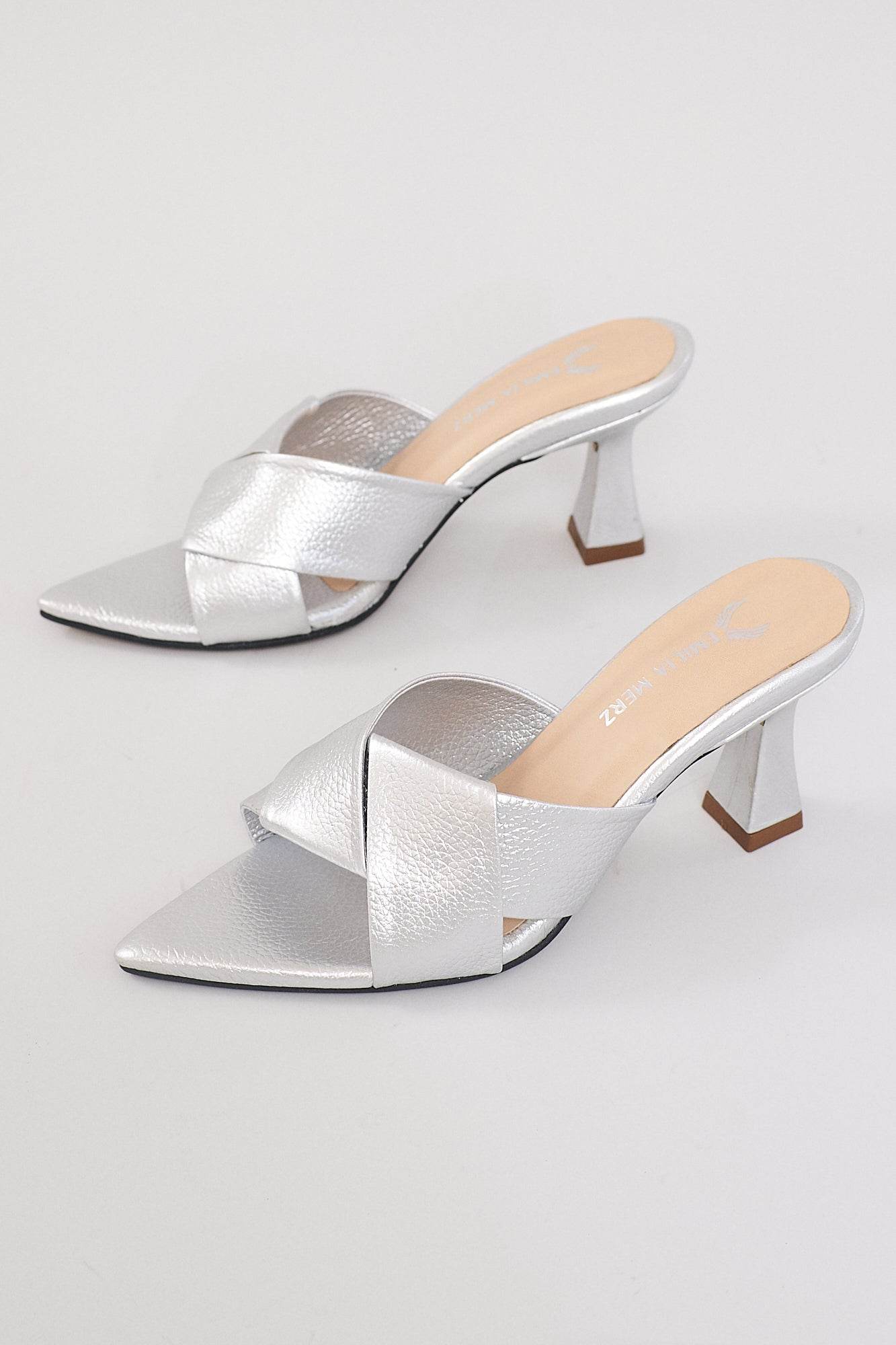 Monaco Open Toe Heels - Silver - Emilia Merz