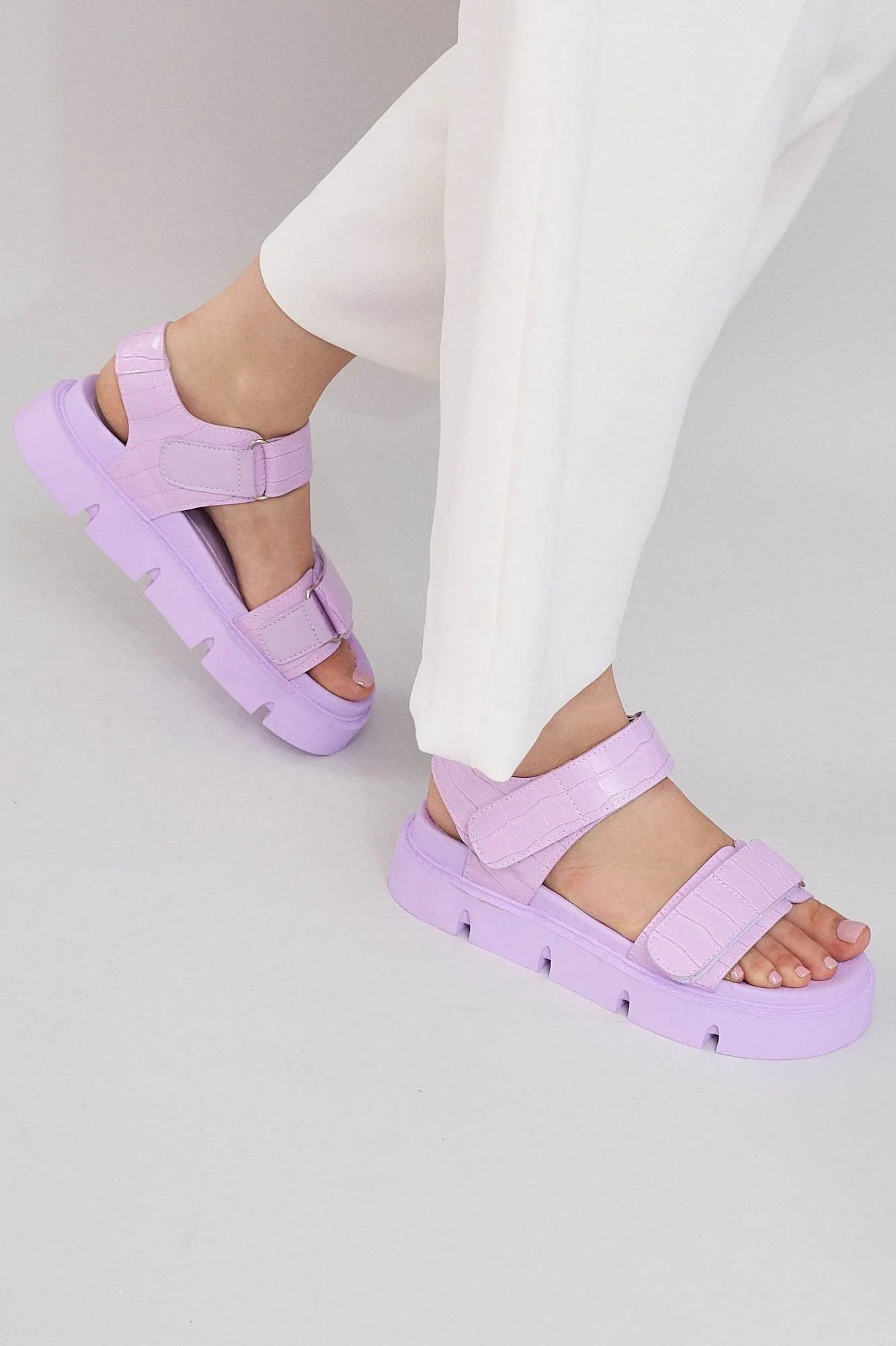 Haarlem Chunky Platform Sandals - Purple - Emilia Merz