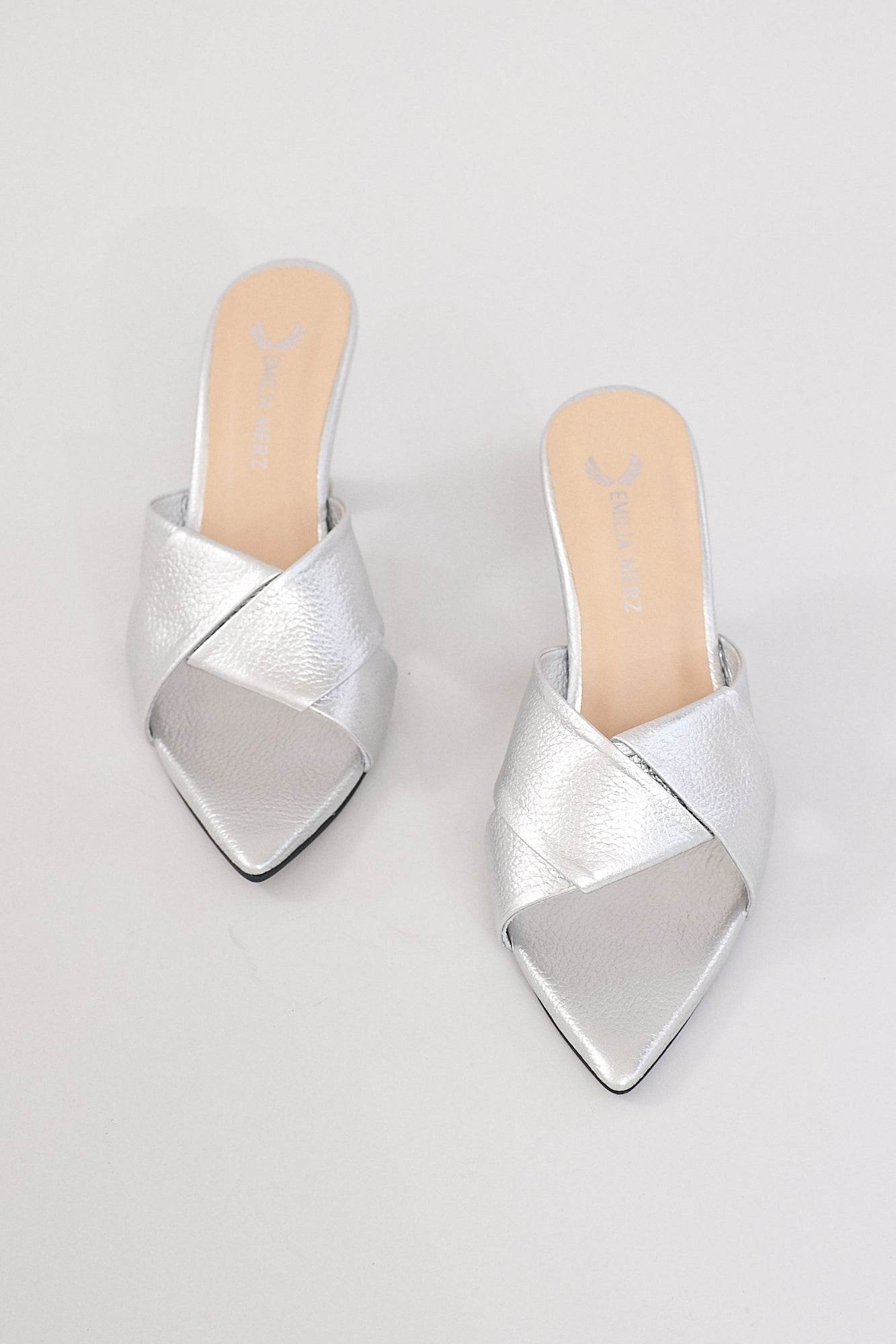 Monaco Open Toe Heels - Silver - Emilia Merz