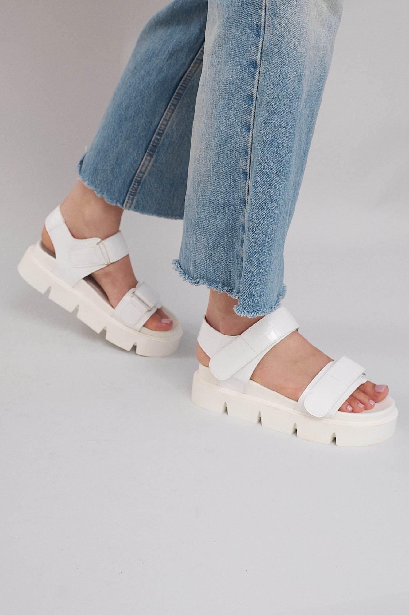 Haarlem Chunky Platform Sandals - White - Emilia Merz