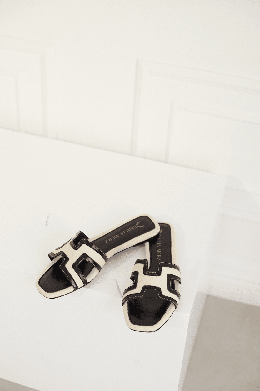 Mallorca H Flats - Black-Beige - Emilia Merz