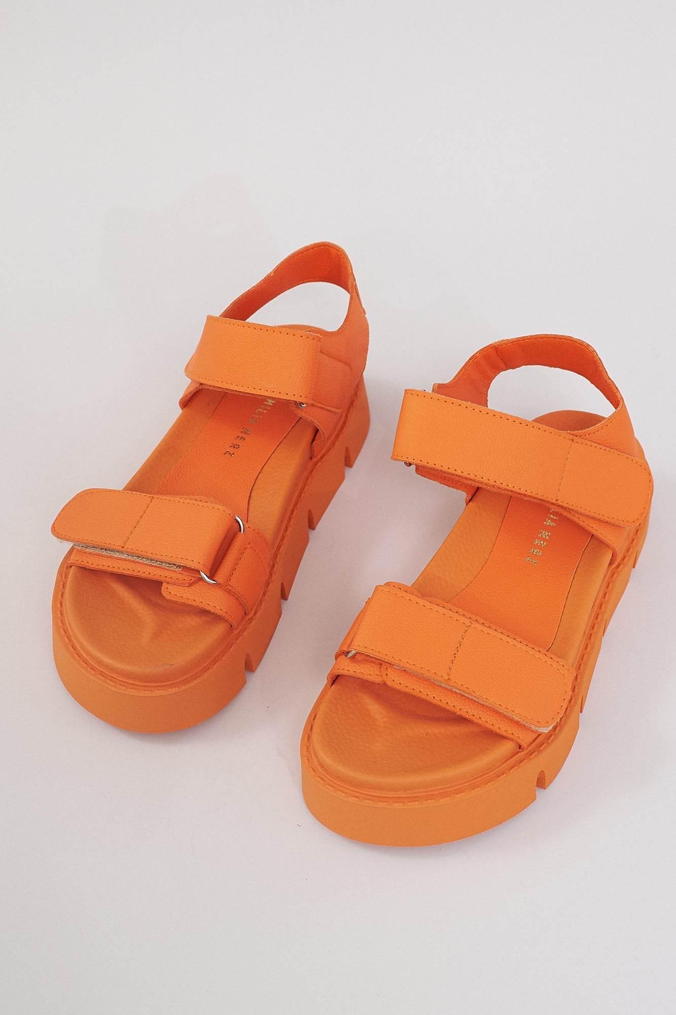 Haarlem Chunky Platform Sandals - Orange - Emilia Merz