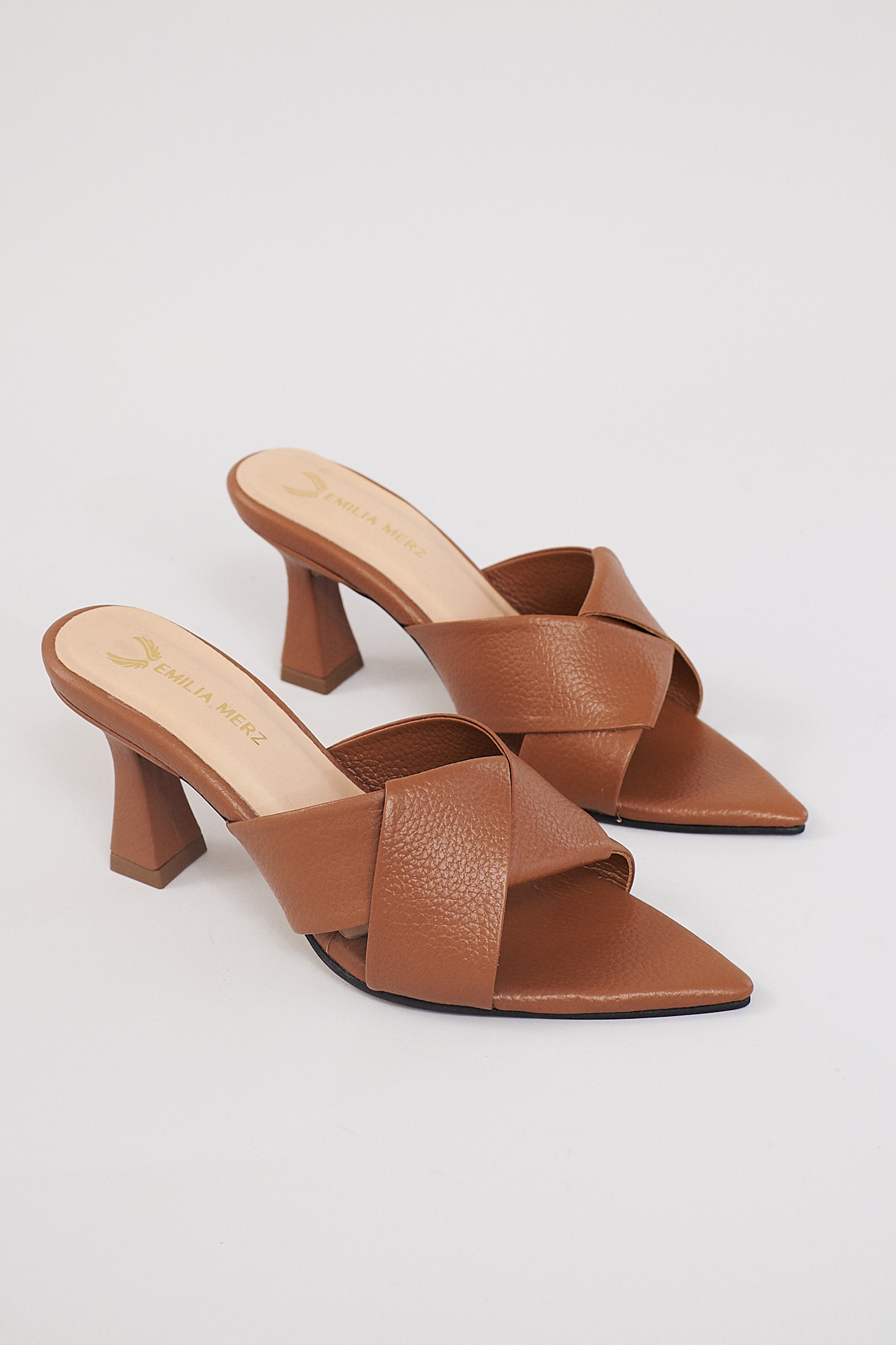 brown peep toe heels from emilia merz